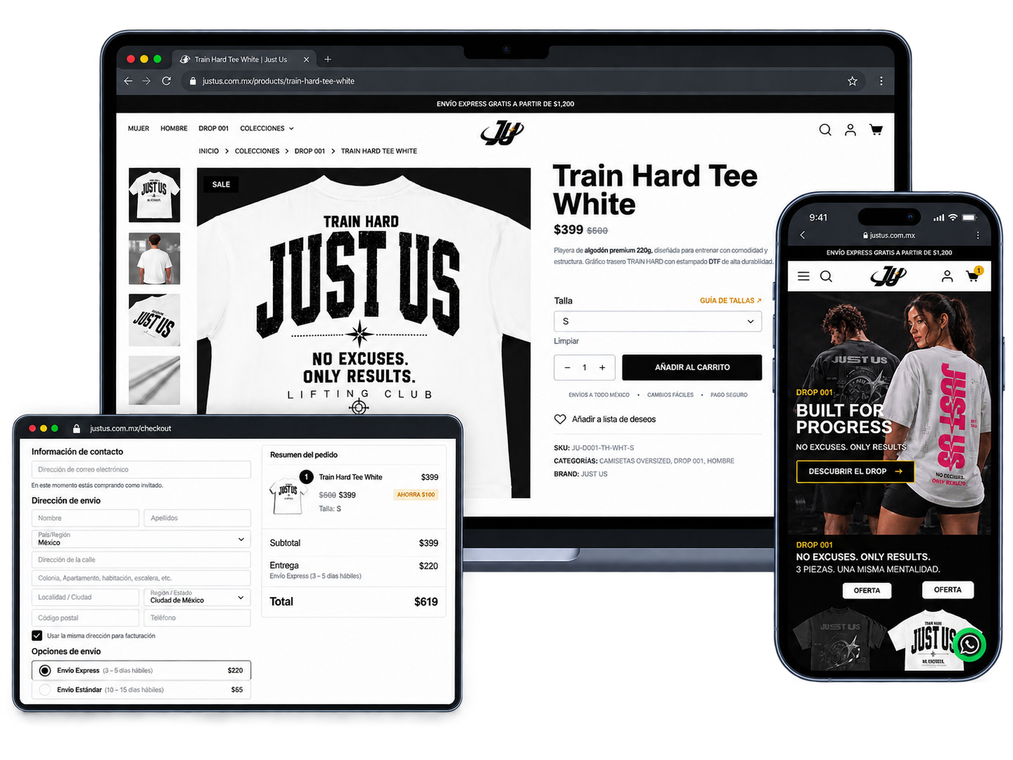 Tienda online JUST US: producto, experiencia móvil y proceso de checkout